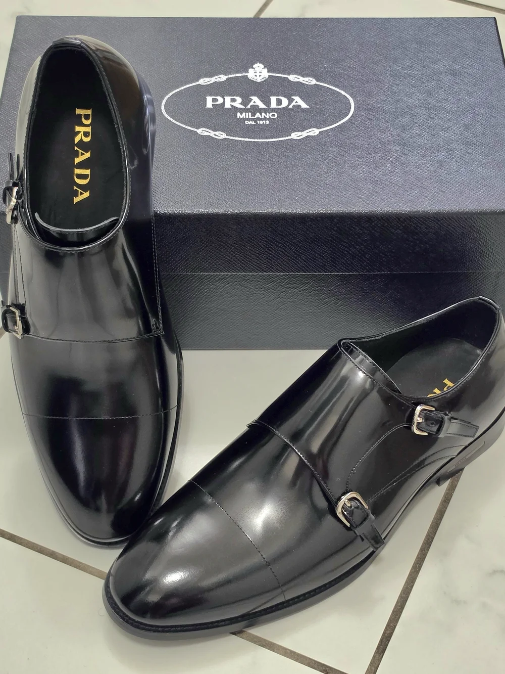 Prada Double Monk Strap Shoes, 9
